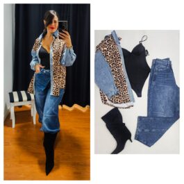 Sobrecamisa jeans leopard